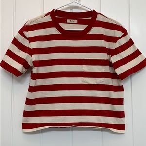 Red and white striped top